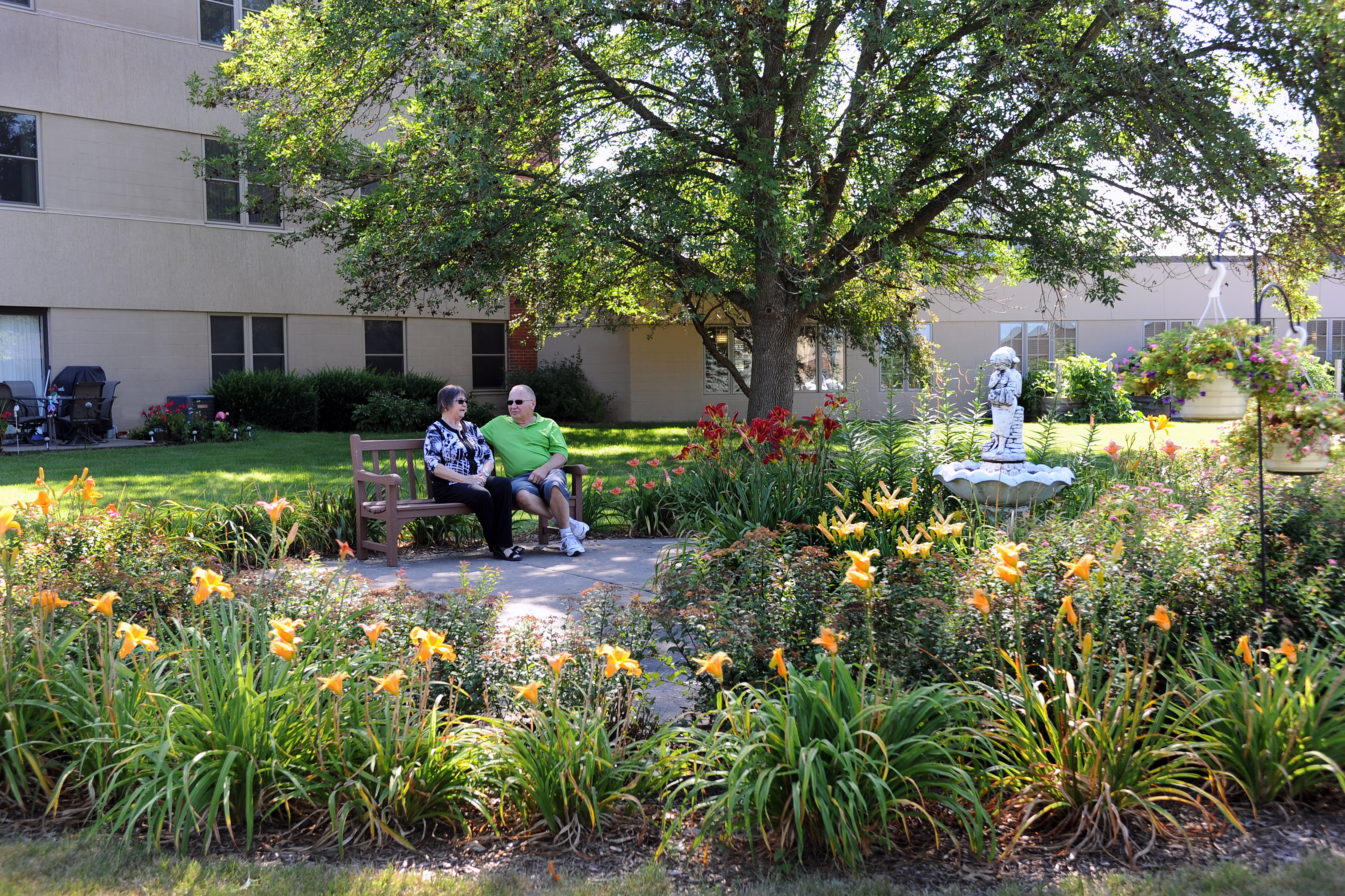 Couple in flower garden
