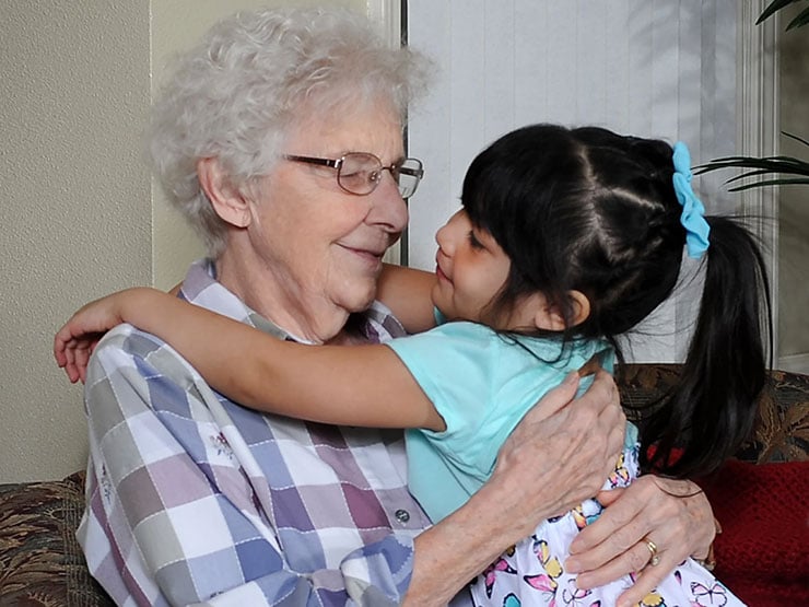 A grandmother with her granddaughter