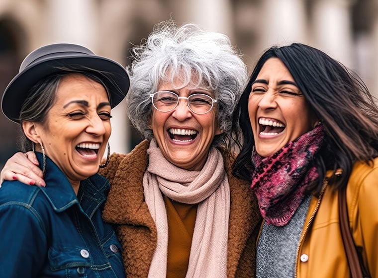 Intergenerational women having fun together outdoor